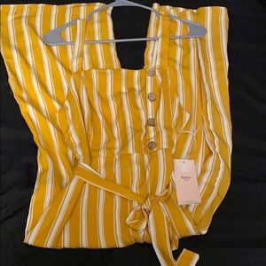 Yellow Romper with White Stripes